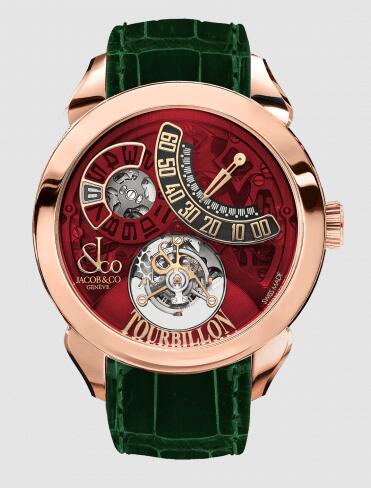Jacob & Co. PALATIAL FLYING TOURBILLON JUMPING HOURS ROSE GOLD (RED MINERAL CRYSTAL) Watch Replica PT510.40.NS.MR.A Jacob and Co Watch Price